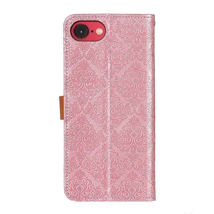 For iPhone 16e European Floral Embossed Leather Phone Case(Pink) - iPhone 16e Cases by buy2fix | Online Shopping UK | buy2fix