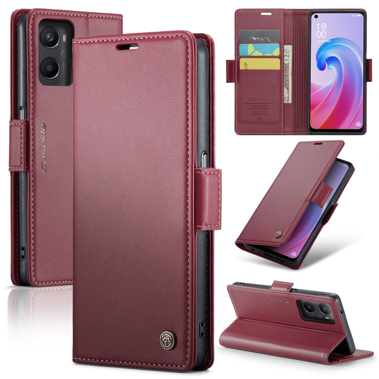 For Realme 9i 4G CaseMe 023 Butterfly Buckle Litchi Texture RFID Anti-theft Leather Phone Case(Wine Red) - Realme Cases by CaseMe | Online Shopping UK | buy2fix