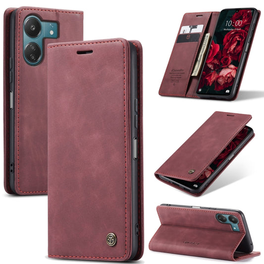 For Xiaomi Redmi 13C 4G Global / 13C 5G CaseMe 013 Multifunctional Horizontal Flip Leather Phone Case(Wine Red) - 13C Cases by CaseMe | Online Shopping UK | buy2fix
