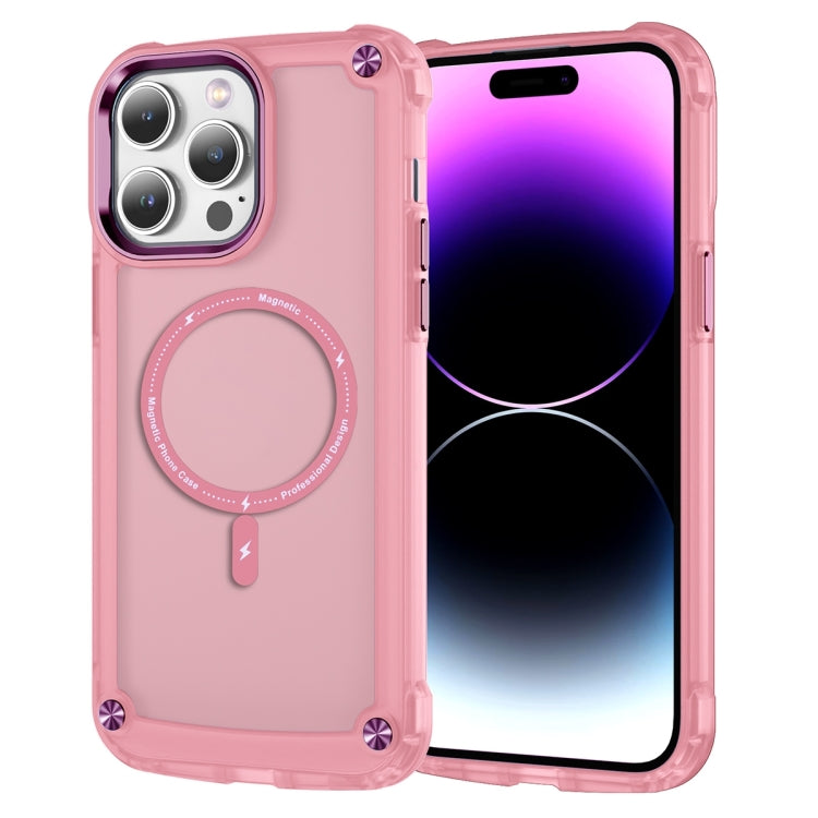 For iPhone 16 Pro Max Skin Feel TPU + PC MagSafe Magnetic Phone Case(Transparent Pink) - iPhone 16 Pro Max Cases by buy2fix | Online Shopping UK | buy2fix