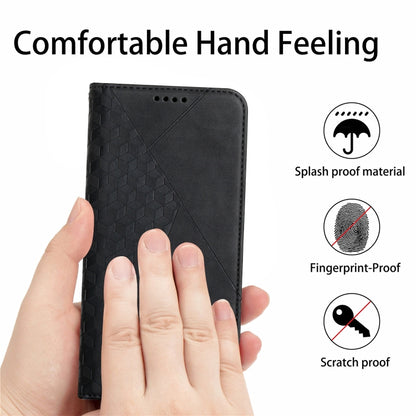 For Xiaomi Redmi 13C Diamond Splicing Skin Feel Magnetic Leather Phone Case(Black) - 13C Cases by buy2fix | Online Shopping UK | buy2fix