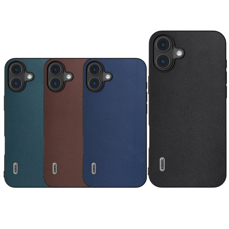 For iPhone 16 ABEEL Genuine Leather Xiaoya Series Phone Case(Blue) - iPhone 16 Cases by buy2fix | Online Shopping UK | buy2fix