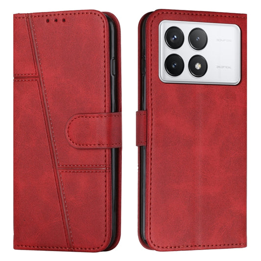 For Xiaomi Redmi K70 / K70 Pro Stitching Calf Texture Buckle Leather Phone Case(Red) - K70 Pro Cases by buy2fix | Online Shopping UK | buy2fix