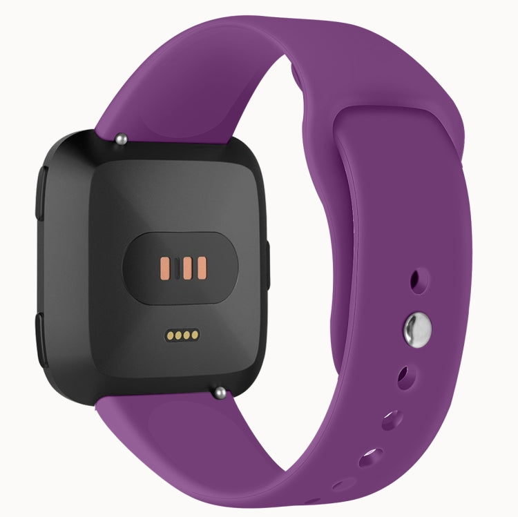 For Fitbit Versa 2 / Fitbit Versa / Fitbit Versa Lite Solid Color Silicone Watch Band, Size:L(Purple) - Watch Bands by buy2fix | Online Shopping UK | buy2fix