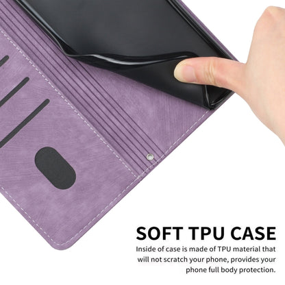 For Xiaomi Redmi 13C Skin Feel Stripe Pattern Leather Phone Case with Long Lanyard(Purple) - 13C Cases by buy2fix | Online Shopping UK | buy2fix