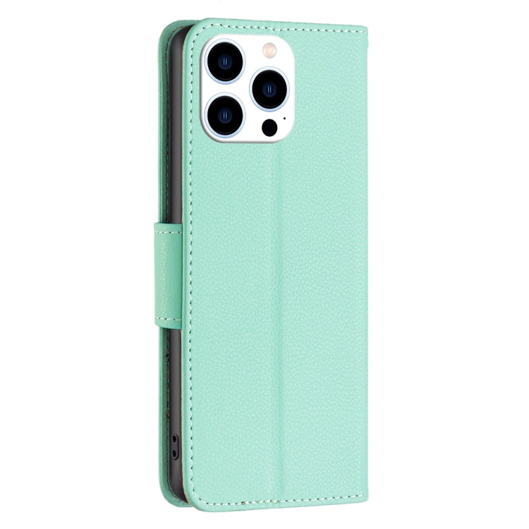 For iPhone 16 Pro Max Litchi Texture Pure Color Flip Leather Phone Case(Green) - iPhone 16 Pro Max Cases by buy2fix | Online Shopping UK | buy2fix