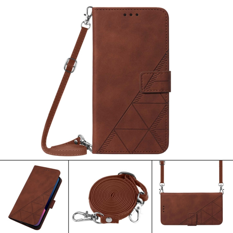 For Samsung Galaxy Z Fold5 5G Crossbody 3D Embossed Flip Leather Phone Case(Brown) - Galaxy Z Fold5 Cases by buy2fix | Online Shopping UK | buy2fix