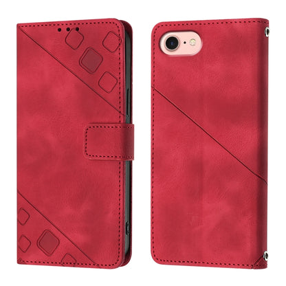 For iPhone SE 2024 Skin-feel Embossed Leather Phone Case(Red) - More iPhone Cases by buy2fix | Online Shopping UK | buy2fix