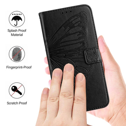 For iPhone 16 Pro Max Embossed Butterfly Leather Phone Case(Black) - iPhone 16 Pro Max Cases by buy2fix | Online Shopping UK | buy2fix