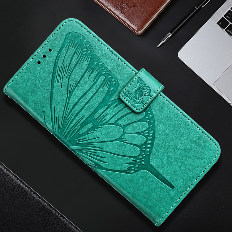 For iPhone 16 Pro Embossed Butterfly Leather Phone Case(Green) - iPhone 16 Pro Cases by buy2fix | Online Shopping UK | buy2fix