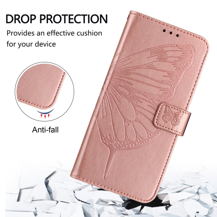 For iPhone 16 Plus Embossed Butterfly Leather Phone Case(Rose Gold) - iPhone 16 Plus Cases by buy2fix | Online Shopping UK | buy2fix