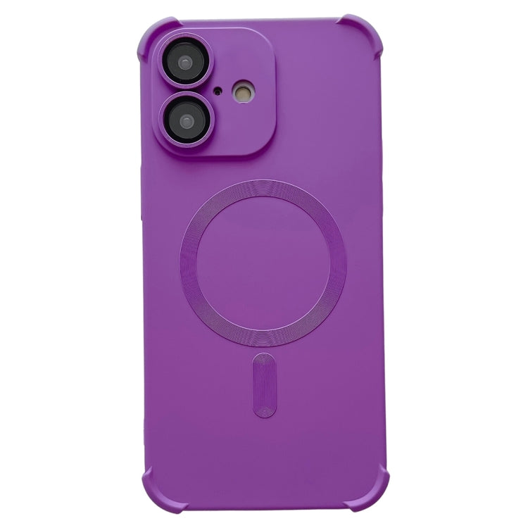 For iPhone 16 Four Corner Shockproof Skin Feel MagSafe Magnetic Phone Case(Purple) - iPhone 16 Cases by buy2fix | Online Shopping UK | buy2fix