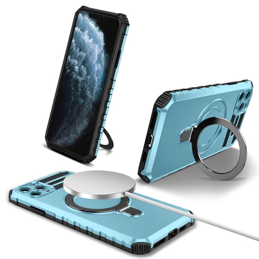 For iPhone 11 Pro Max MagSafe Magnetic Holder Phone Case(Light Blue) - iPhone 11 Pro Max Cases by buy2fix | Online Shopping UK | buy2fix