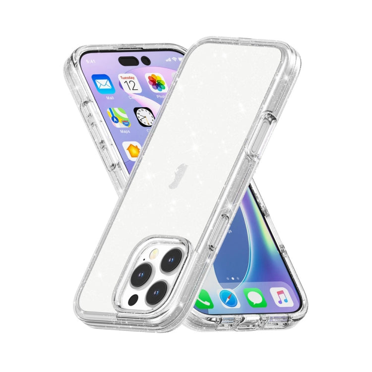 For iPhone 16 Pro Max Shockproof Terminator Glitter Powder Phone Case(White) - iPhone 16 Pro Max Cases by buy2fix | Online Shopping UK | buy2fix