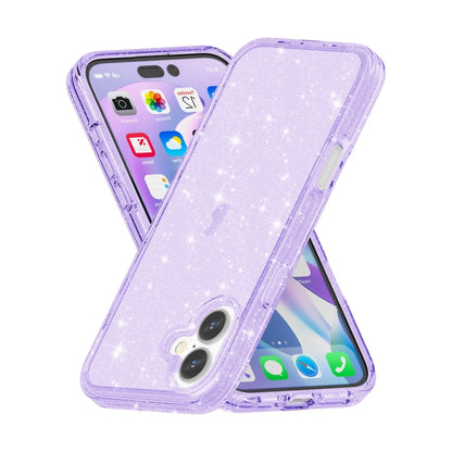 For iPhone 16 Plus Shockproof Terminator Glitter Powder Phone Case(Purple) - iPhone 16 Plus Cases by buy2fix | Online Shopping UK | buy2fix