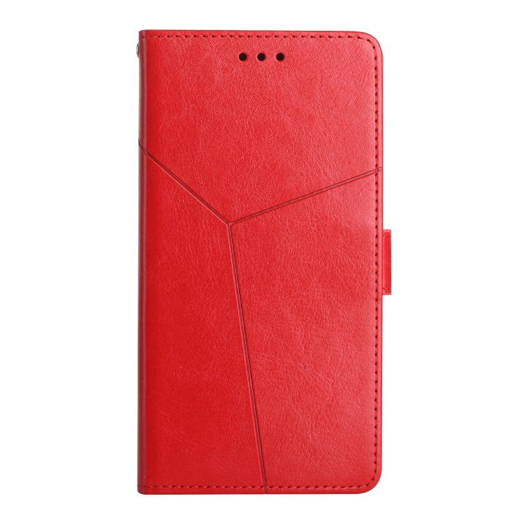 For OnePlus 12 5G Global Y-shaped Pattern Flip Leather Phone Case(Red) - OnePlus Cases by buy2fix | Online Shopping UK | buy2fix