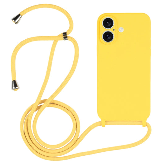 For iPhone 16 Crossbody Lanyard Liquid Silicone Case(Yellow) - iPhone 16 Cases by buy2fix | Online Shopping UK | buy2fix