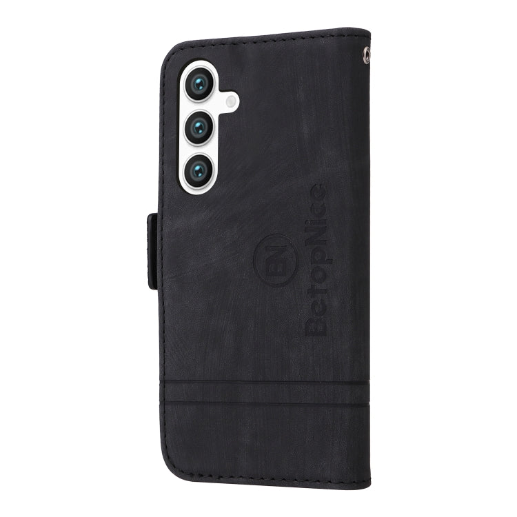 For Samsung Galaxy S24 BETOPNICE Dual-side Buckle Leather Phone Case(Black) - Galaxy Phone Cases by BETOPNICE | Online Shopping UK | buy2fix