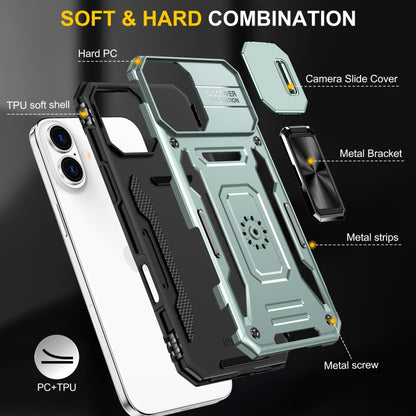 For iPhone 16 Plus Armor PC + TPU Camera Shield Phone Case(Alpine Green) - iPhone 16 Plus Cases by buy2fix | Online Shopping UK | buy2fix