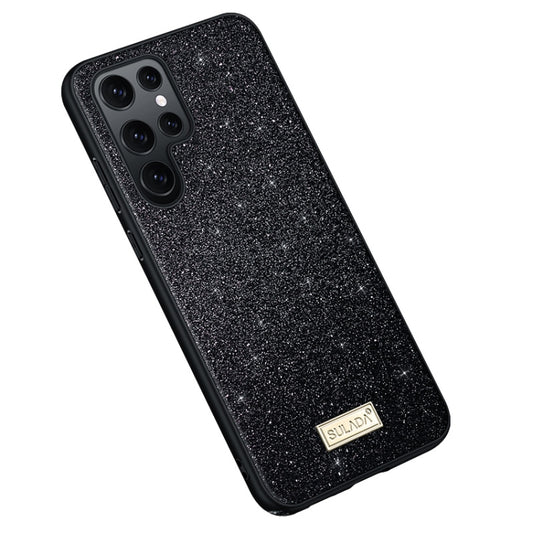 For Samsung Galaxy S24 Ultra 5G SULADA Glittery TPU + Handmade Leather Phone Case(Black) - Galaxy S24 Ultra 5G Cases by SULADA | Online Shopping UK | buy2fix