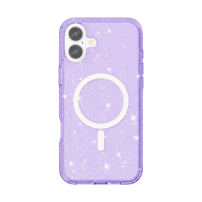 For iPhone 16 Terminator Style Glitter Powder MagSafe Magnetic Phone Case(Purple) - iPhone 16 Cases by buy2fix | Online Shopping UK | buy2fix