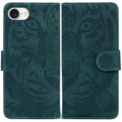 For iPhone SE 2024 Tiger Embossing Pattern Leather Phone Case(Green) - More iPhone Cases by buy2fix | Online Shopping UK | buy2fix