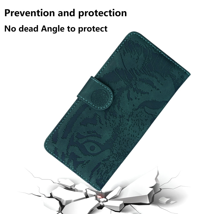 For Motorola Moto G Play 4G 2024 Tiger Embossing Pattern Leather Phone Case(Green) - Motorola Cases by buy2fix | Online Shopping UK | buy2fix