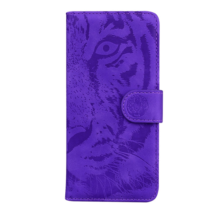For Motorola Moto G Play 4G 2024 Tiger Embossing Pattern Leather Phone Case(Purple) - Motorola Cases by buy2fix | Online Shopping UK | buy2fix