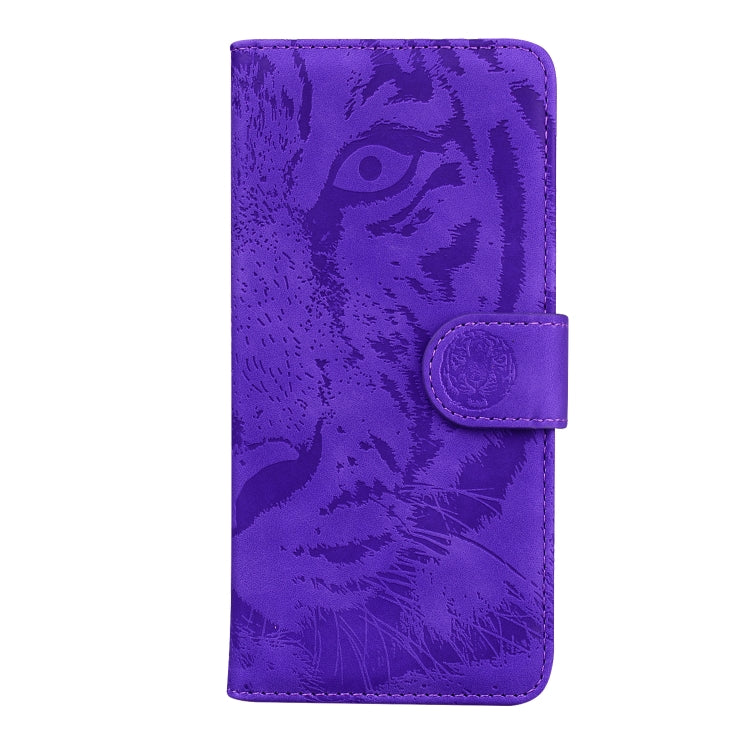 For Motorola Moto G Power 5G 2024 Tiger Embossing Pattern Leather Phone Case(Purple) - Motorola Cases by buy2fix | Online Shopping UK | buy2fix