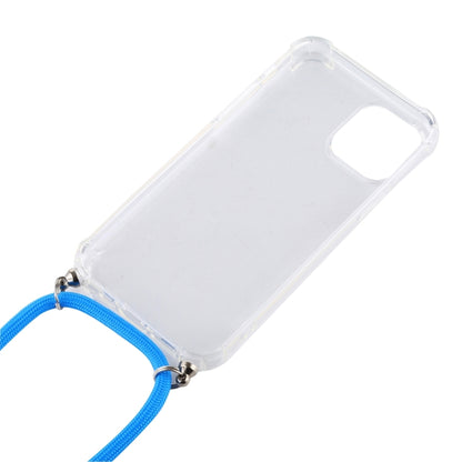 For iPhone 16 Pro Four-Corner Shockproof Transparent TPU Case with Lanyard(Blue) - iPhone 16 Pro Cases by buy2fix | Online Shopping UK | buy2fix