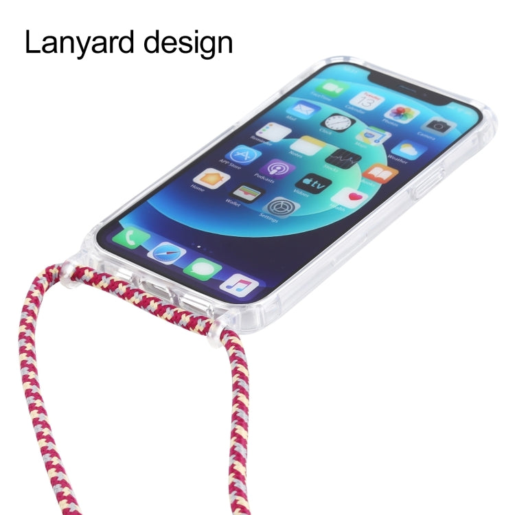 For iPhone 16 Transparent Acrylic Airbag Shockproof Phone Protective Case with Lanyard(Rose Red) - iPhone 16 Cases by buy2fix | Online Shopping UK | buy2fix