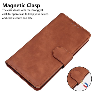 For iPhone 16 Pro Max Skin Feel Pure Color Flip Leather Phone Case(Brown) - iPhone 16 Pro Max Cases by buy2fix | Online Shopping UK | buy2fix