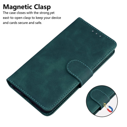 For iPhone 16 Skin Feel Pure Color Flip Leather Phone Case(Green) - iPhone 16 Cases by buy2fix | Online Shopping UK | buy2fix