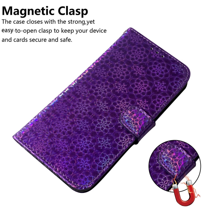 For iPhone 16 Plus Colorful Magnetic Buckle Leather Phone Case(Purple) - iPhone 16 Plus Cases by buy2fix | Online Shopping UK | buy2fix