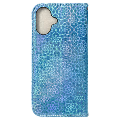 For iPhone 16 Plus Colorful Magnetic Buckle Leather Phone Case(Blue) - iPhone 16 Plus Cases by buy2fix | Online Shopping UK | buy2fix