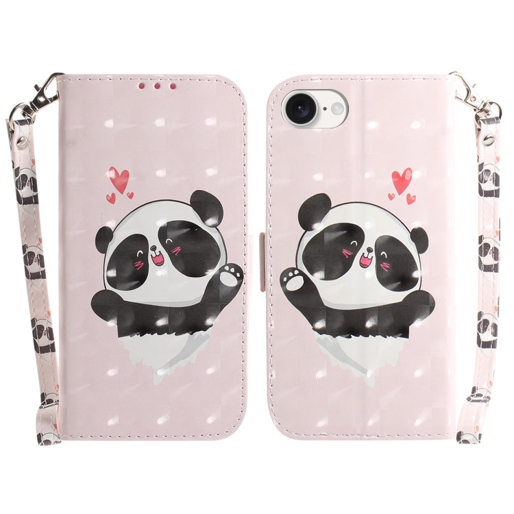 For iPhone SE 2024 3D Colored Horizontal Flip Leather Phone Case(Heart Panda) - More iPhone Cases by buy2fix | Online Shopping UK | buy2fix