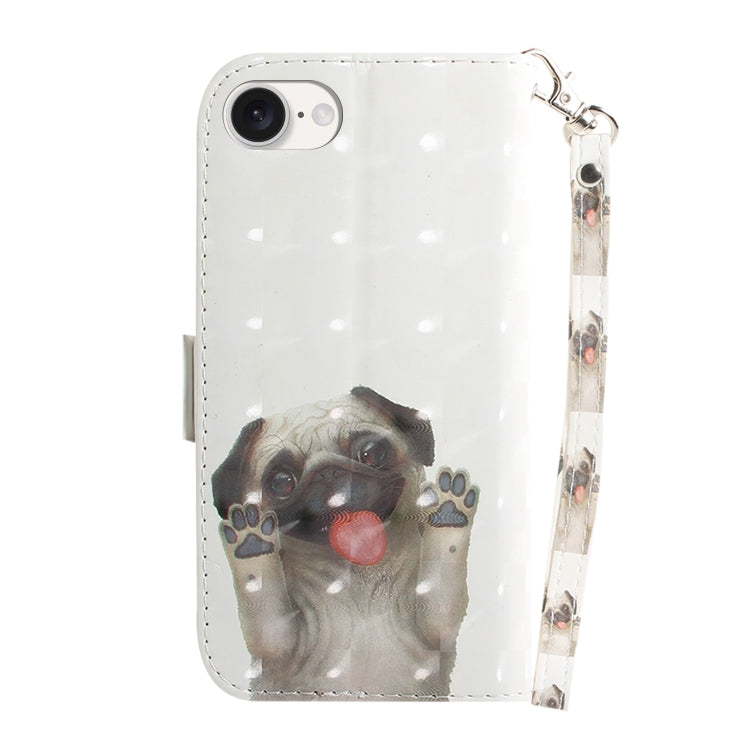 For iPhone SE 2024 3D Colored Horizontal Flip Leather Phone Case(Pug) - More iPhone Cases by buy2fix | Online Shopping UK | buy2fix