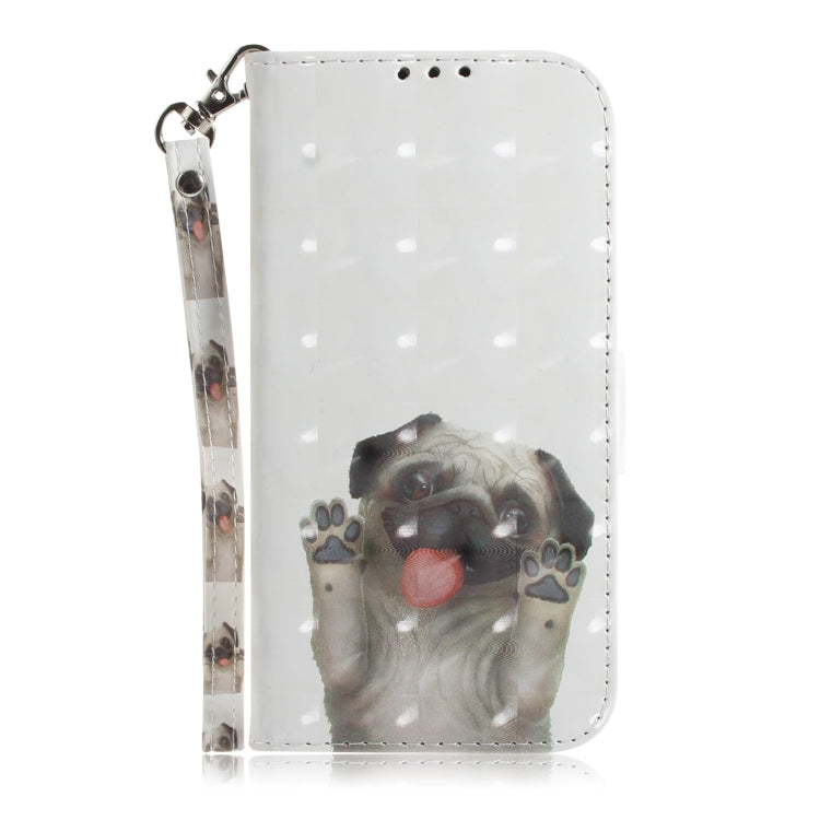 For iPhone 16 3D Colored Horizontal Flip Leather Phone Case(Pug) - iPhone 16 Cases by buy2fix | Online Shopping UK | buy2fix