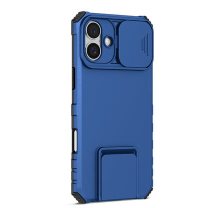 For iPhone 16 Plus Stereoscopic Holder Sliding Camshield Phone Case(Blue) - iPhone 16 Plus Cases by buy2fix | Online Shopping UK | buy2fix