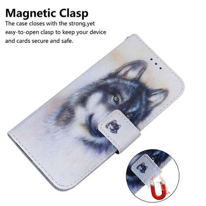 For iPhone 16 Coloured Drawing Flip Leather Phone Case(White Wolf) - iPhone 16 Cases by buy2fix | Online Shopping UK | buy2fix