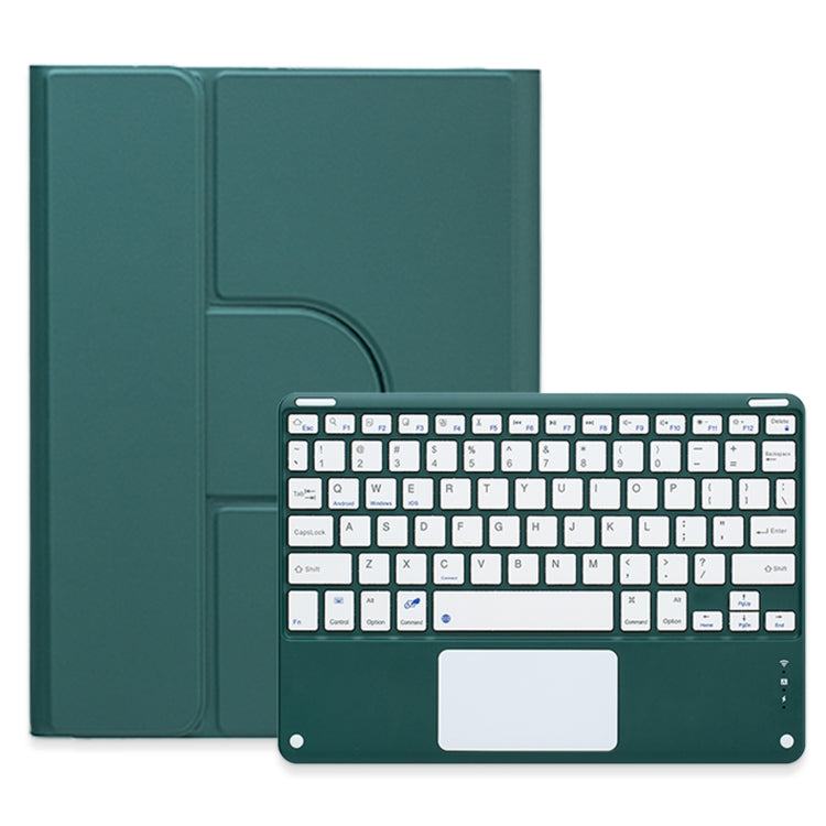 For iPad Air 2022 / iPad Pro 11 2021 Square Button 360 Degree Rotatable Bluetooth Keyboard Leather Case with Touchpad(Dark Green) - Universal by buy2fix | Online Shopping UK | buy2fix