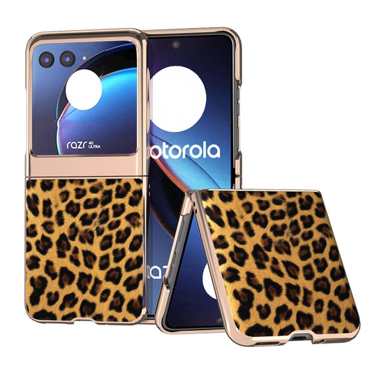 For Motorola Razr 40 Ultra Nano Plating Leopard Print Phone Case(Brown) - Motorola Cases by buy2fix | Online Shopping UK | buy2fix