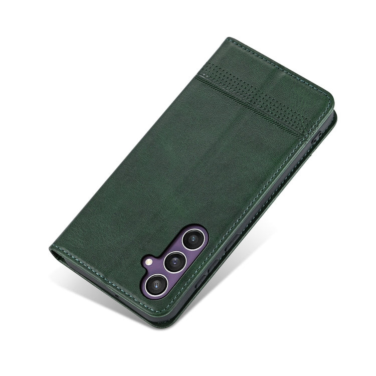 For Samsung Galaxy S24 5G AZNS Magnetic Calf Texture Flip Leather Phone Case(Dark Green) - Galaxy S24 5G Cases by AZNS | Online Shopping UK | buy2fix