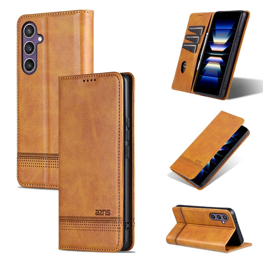 For Samsung Galaxy S24+ 5G AZNS Magnetic Calf Texture Flip Leather Phone Case(Light Brown) - Galaxy S24+ 5G Cases by AZNS | Online Shopping UK | buy2fix