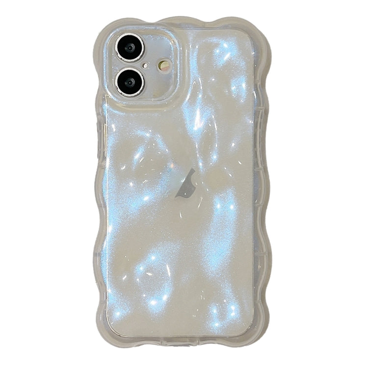 For iPhone 16 Plus Wave Bubbles TPU Phone Case(Clear Glitter Blue) - iPhone 16 Plus Cases by buy2fix | Online Shopping UK | buy2fix