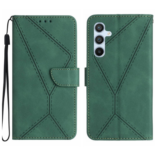 For Samsung Galaxy M55 Stitching Embossed Leather Phone Case(Green) - Galaxy Phone Cases by buy2fix | Online Shopping UK | buy2fix