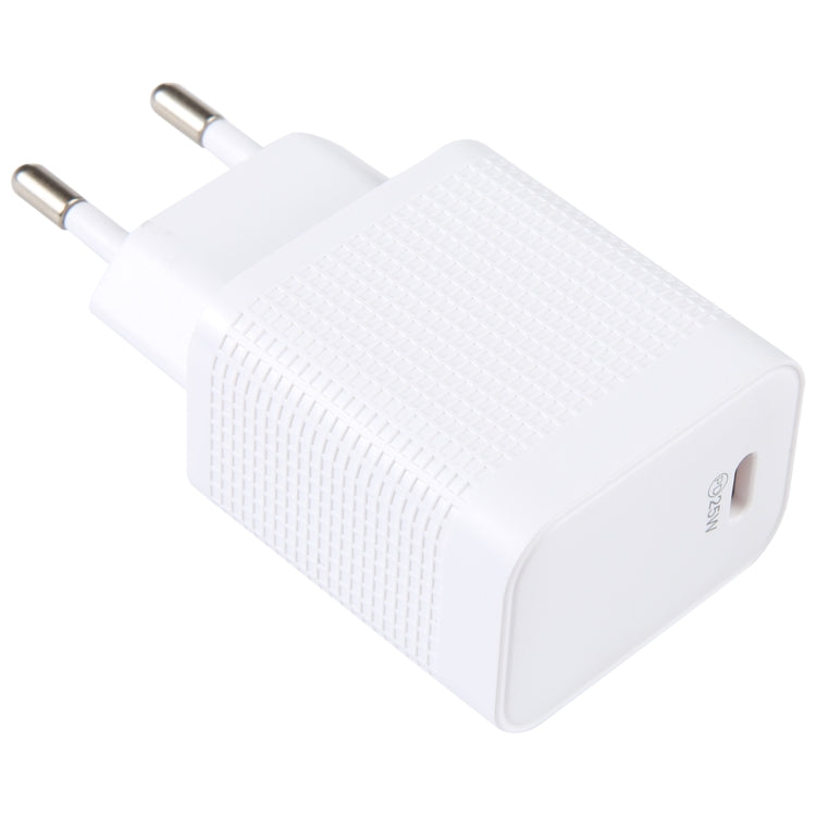 LZ-106PD 25W USB-C / Type-C Ports Plaid Pattern Travel Charger, EU Plug(White) - USB Charger by buy2fix | Online Shopping UK | buy2fix