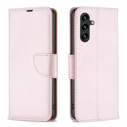 For Samsung Galaxy A15 Litchi Texture Pure Color Flip Leather Phone Case(Rose Gold) - Galaxy Phone Cases by buy2fix | Online Shopping UK | buy2fix