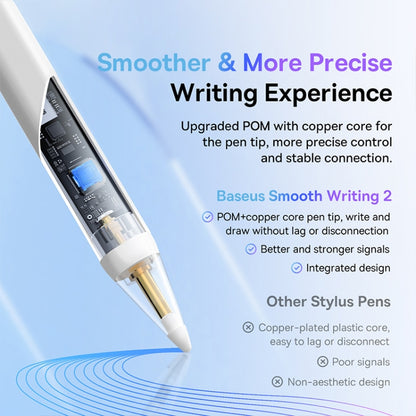 Baseus Smooth Writing 2 Series LED Indicator Capacitive Writing Stylus Cost-effective Version(White) - Stylus Pen by Baseus | Online Shopping UK | buy2fix