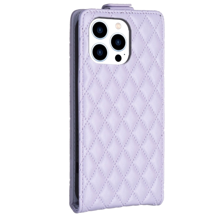 For iPhone 16 Pro Max Diamond Lattice Vertical Flip Leather Phone Case(Purple) - iPhone 16 Pro Max Cases by buy2fix | Online Shopping UK | buy2fix